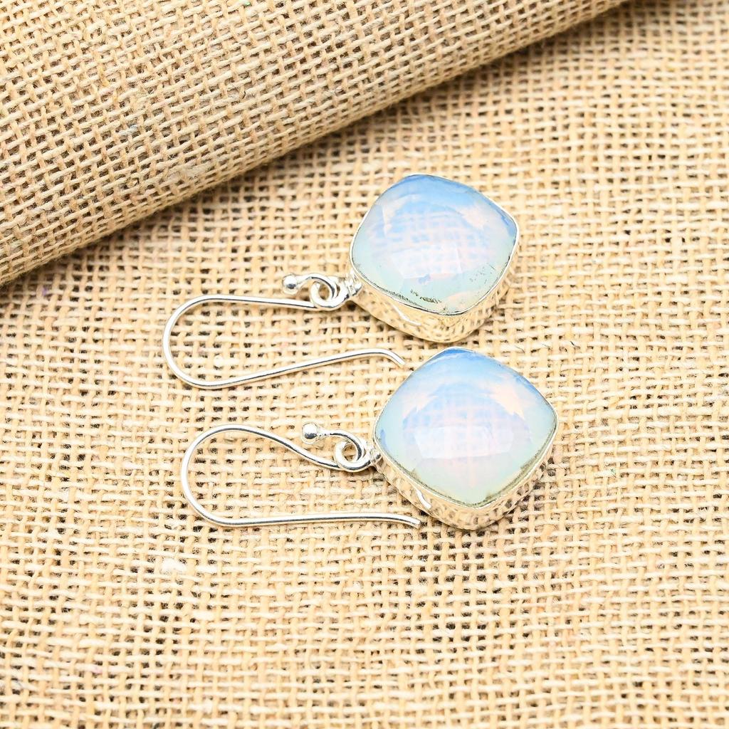 Восхитительный молочный опал, драгоценный камень ручной работы, стерлинговое серебро 925 пробы, милые ювелирные серьги-подвески для нее