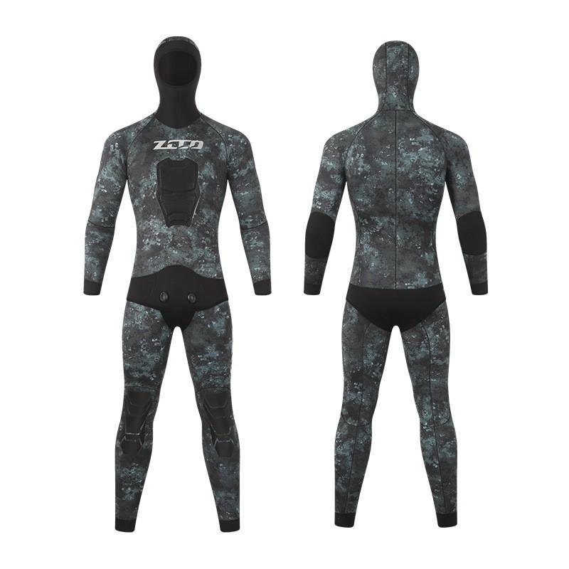 5mm Neoprene Camo Spearfishing Wetsuit Set Men Women Thermal Dive Suit Snorkeling Freediving Coastal Fishing