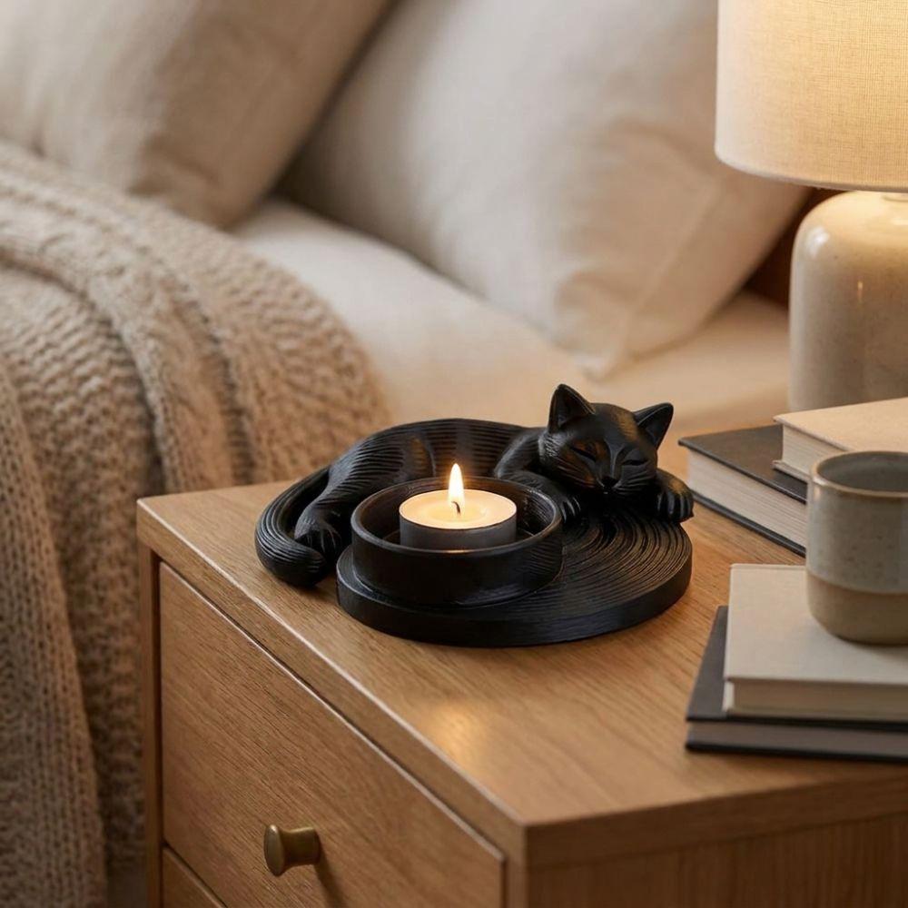 3D Printed Cat Candle Holder Plastic Cat-shaped Storage Tray Cat Candle Stand Bedroom