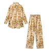 Casual Print Shirt Pants Sets Pajamas for Women Loose Single Breasted Top Wide Leg Pants Sleepwear Female Spring Summer Outfits