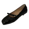 Fashion French Shallow Single Shoe Women's 2025 Spring Autumn New Evening Flat Shoe Square Head Mixed Black Mary Sandals Polyurethane So