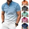 Весна/лето Новые мужские рубашки-хенли с воротником-стойкой и градиентом, повседневные, с коротким рукавом, для гольфа, для мужчин