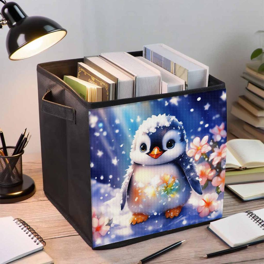 Penguins and Flowers 5D Diamond Painting Storage Basket Full Round Drill Mosaic Diamond Embroidery Cross Stitch Kits Home Decor Home Decor