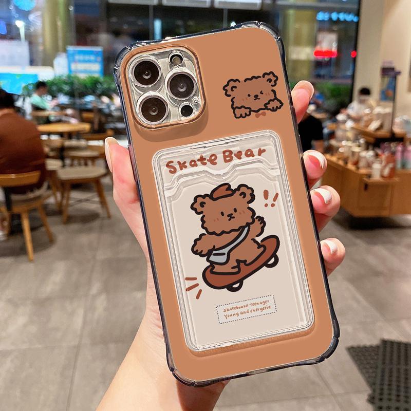 Card Phone Case for iPhone 11 13 XR 15 14 Pro Max iPhone 12 16 7 8 Plus XS Max Samsung S24 S23 A15 A55 A05 A54 Redmi 12 13C 13 9 Cartoon Protection
