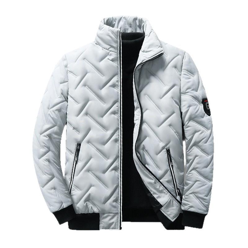 Мужская осенне-зимняя хлопковая куртка в корейском стиле с легким пухом и воротником-стойкой