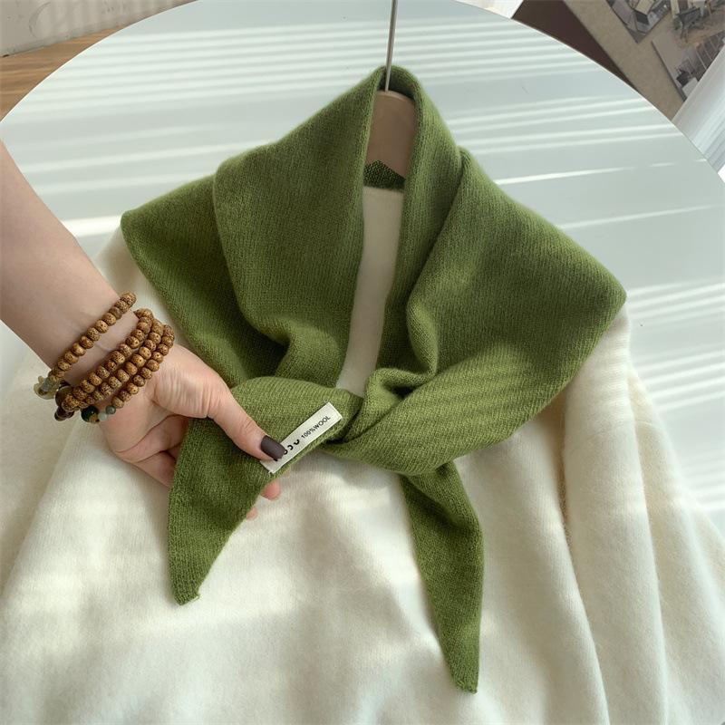 Wool Knitted Triangle Shawl Women's Autumn and Winter Small Scarf
