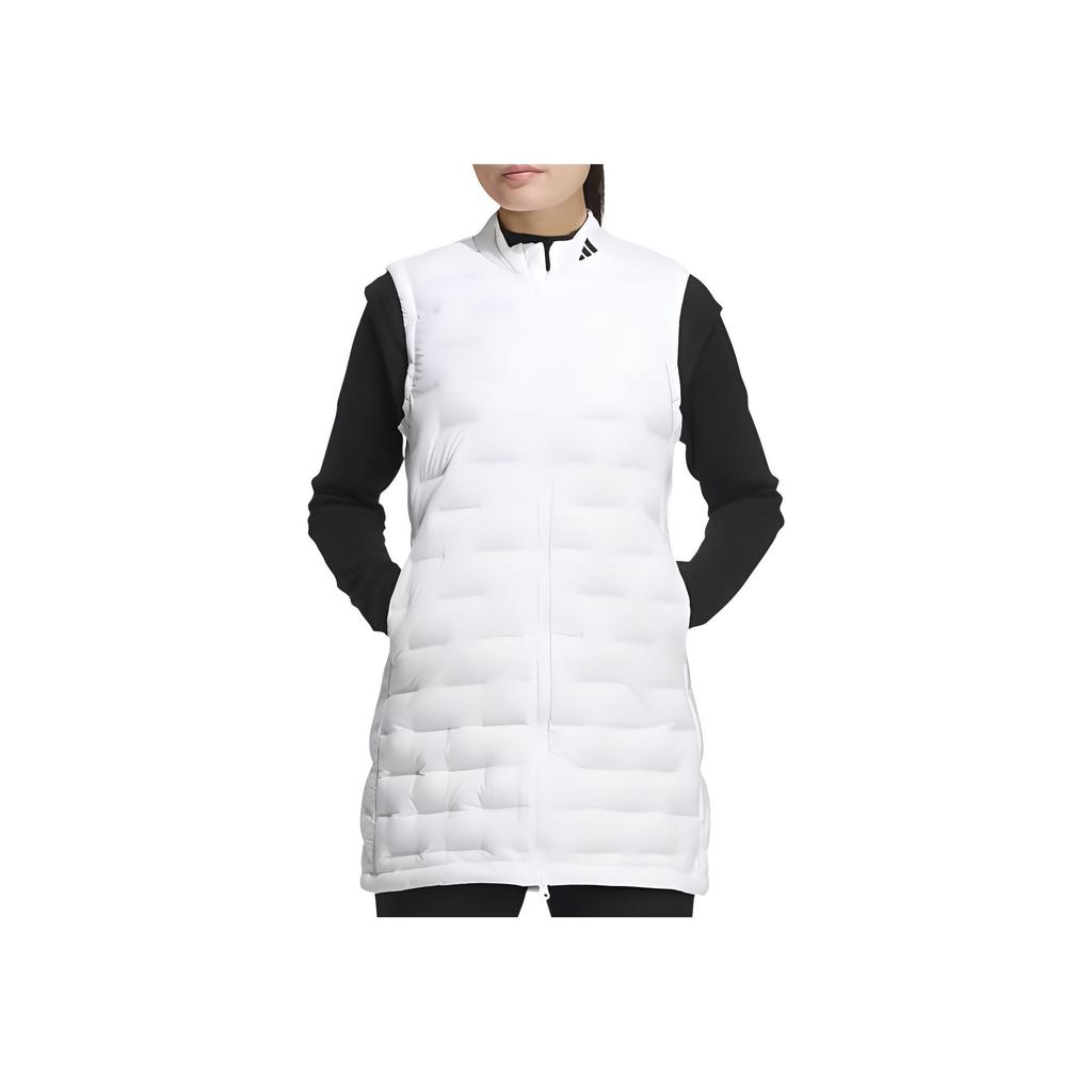 Adidas 670 Утепленный однотонный жилет на молнии с воротником-стойкой средней длины для женщин, белый HZ6053