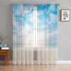 Beach Sand Sky Sun Tulle Curtains for Living Room Kitchen Bedroom Sheer Tulle for Cafe Hotel Modern Home Decor