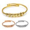 Steel Wire Round Beads Symmetrical Open Sliding Bracelet Three-Color Elastic Bracelet