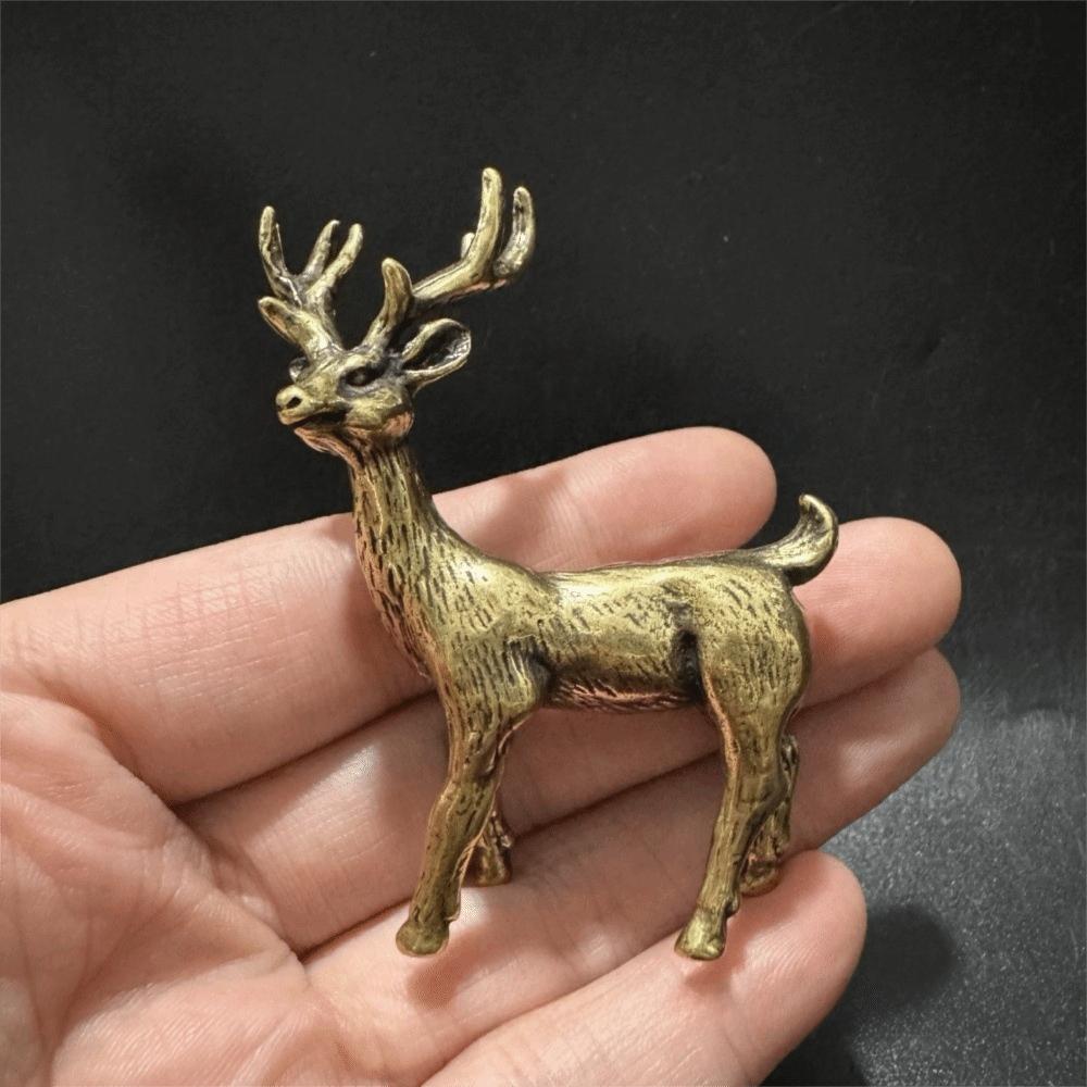 Brass Brass Elk Statue Handcrafted Miniature Elk Ornament Retro Tea Pet Ornament Home Decoration
