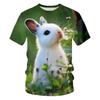 Summer Round Neck 3D Cute Rabbit Print Top Fashionable Casual Short Sleeved Children's Girl and Boy Unisex T-shirts
