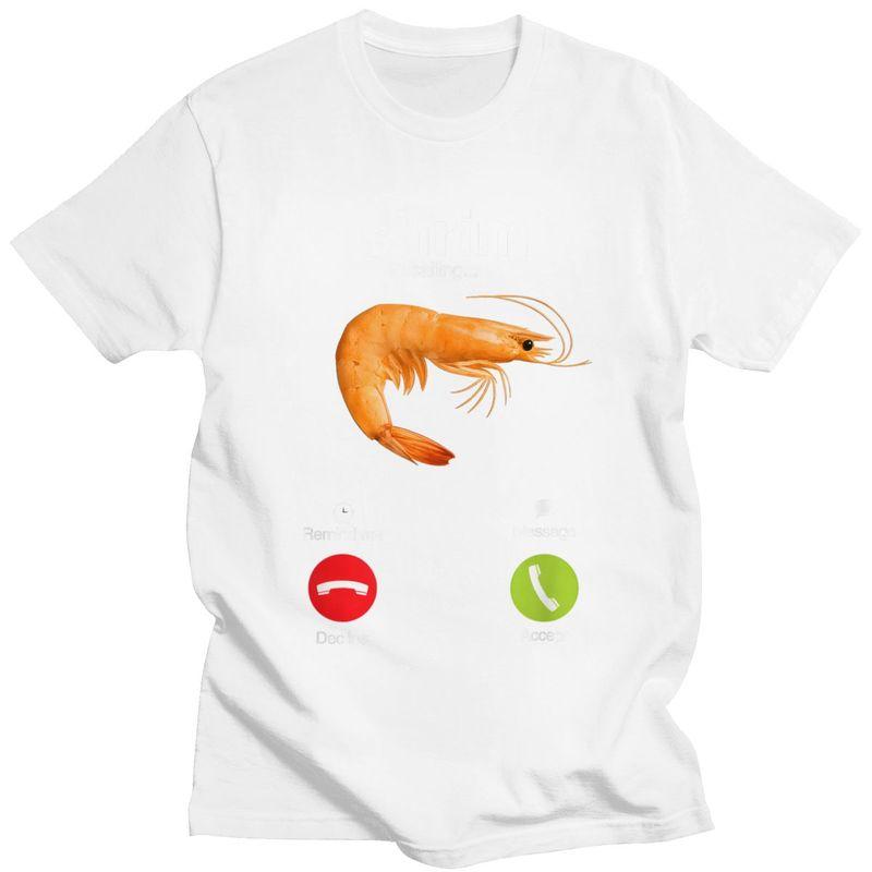 Shrim Is Calling T Shirt Men ShortSleeve Funny Shrimp Meme Tshirt Streetwear Tee Tops For Husband Boyfriend Slim Fit Tshirt