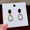 Women's Earrings New Geometric Pendant Earrings Enamel Zircon Earrings Temperament Women's Jewelry