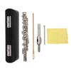 Detachable Silver Plated C Piccolo With Screwdriver PU Leather Box Cleaning Tool Set(Silver)