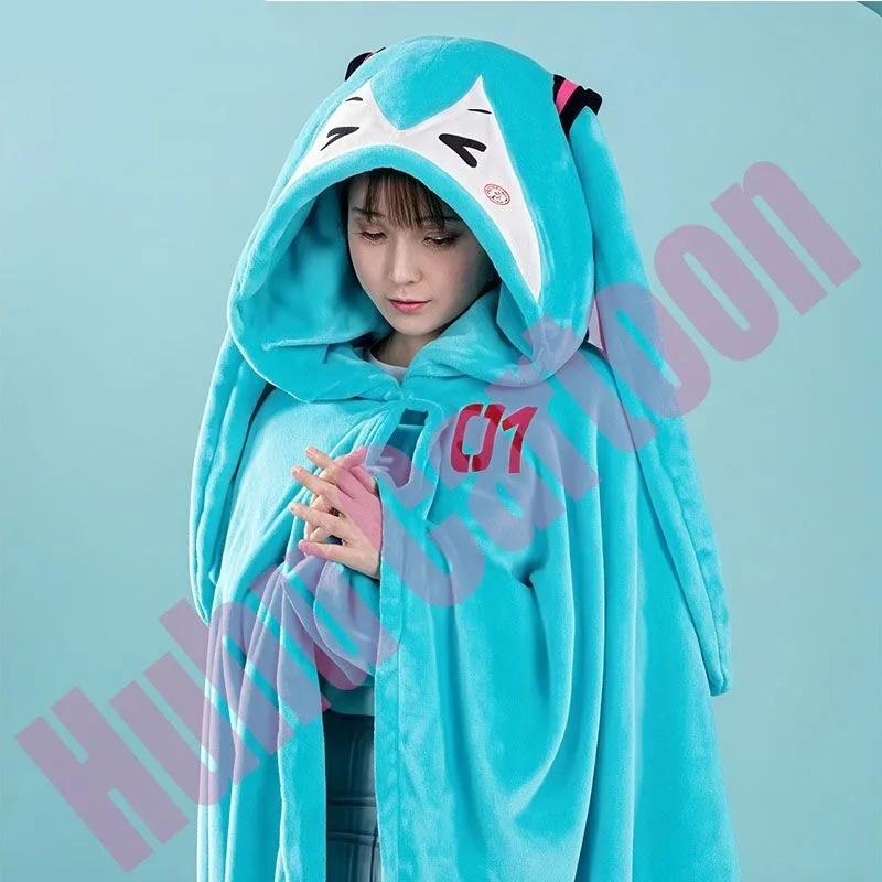 Hatsune Itabag Multi Functional Hooded Air Conditioning Blanket Soft And Warm Siesta Shawl Miku Flannel Cloak Gift Kawaii