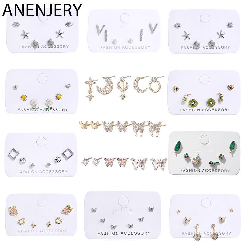 Набор сверкающих крошечных треугольных серег-гвоздиков, серьги серебристого цвета с микроцирконами, набор из 6 предметов для женщин, повседневные ювелирные изделия, подарки S-E1211