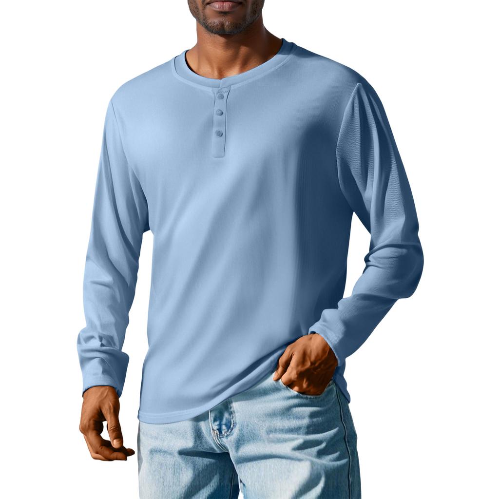 Men'S Button Loose Casual Long Sleeved Shirt Fashionable Top