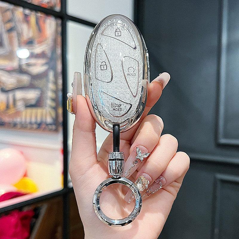 bpzsw1 Crystal TPU Key Case for Hyundai Kona Ev Grandeur GN7 IONIQ 6 2023 2024 5 7 Button Remote Car Key Cover Fob Holder Accessories