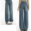 Женские модные джинсовые мешковатые брюки с высокой талией, винтажные джинсы Harajuku с широкими штанинами, утягивающие повседневные брюки
