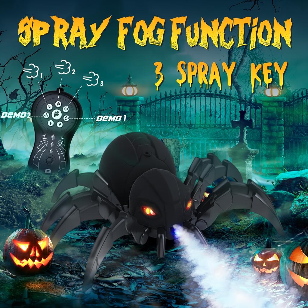 Интерактивная игрушка-паук с дистанционным управлением, распылителем, огнями и музыкой - Реалистичный робот-тарантул для Хэллоуина, дней рождения - Беспроводной пульт дистанционного управления