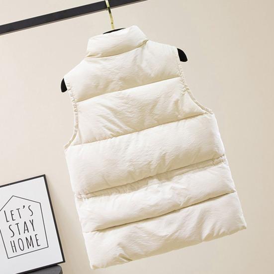 Winter Women Vest Coat Thickened Padded Zipper Closure Stand Collar Neck Protection Sleeveless Solid Color Windproof Heat Retention Outdoor Down Coat