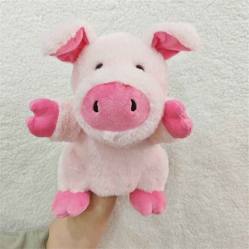 Movable Open Mouths Stuffed Hand Doll Cow Duck Pig Plush Animal Puppets Christmas   Teaching