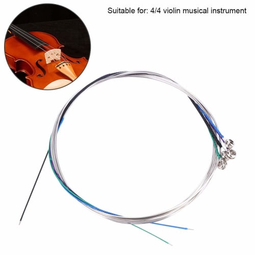 4/4 Violin String Set, Steel Strings E-A-D-G (1st-4th), Full Size, 22 Inches (approx. 56cm), Steel Core, Silver Wound, 010, 014, 020, 029 (010-029)