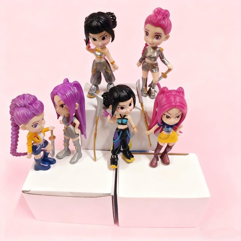 6pcs/Set kpop Demon Hunters Figure Toy Cartoon Rumi/Mira/Zoey Action Figure PVC Desktop Decoration Model Doll Toy Fans Gift