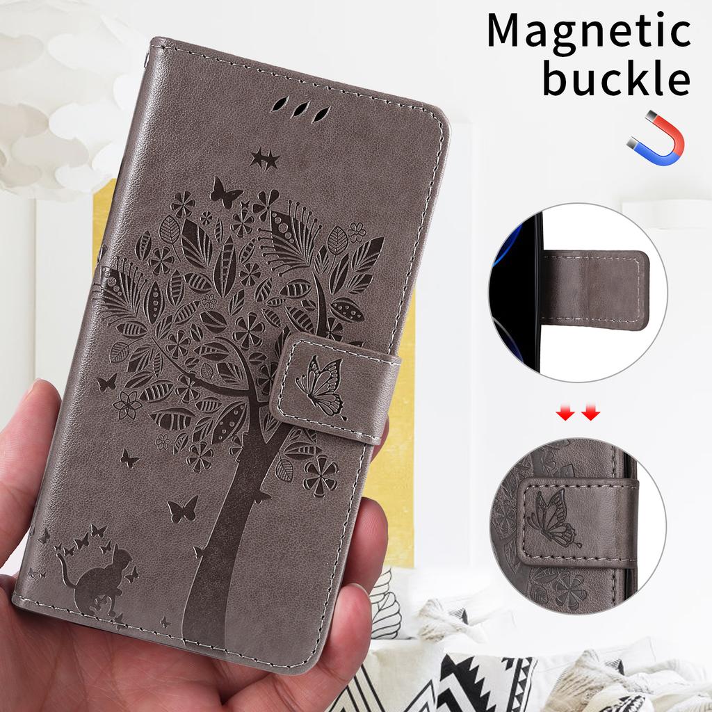 For Motorola Moto G56 5G Phone Case with Stand Cat Tree Pattern Leather Wallet Mobile Cover