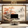 Natural Scenery Mural Oil Painting Hand-Painted Tree Mountain Wallpaper Home Decor Wall Backdrop 3d Mural