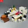 Нетоксичные Moc Кирпичи Кухонный Шкаф Посуда Инструмент Кофеварка Машина Диспенсер для Воды Кухонный Стол Образовательный Строительный Блок Детская Игрушка
