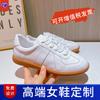 Customized 2025 New Leather Women's Shoes Sports Versatile Autumn and Winter Velvet White Shoes Casual Flat-bottomed German Training Shoes Tide