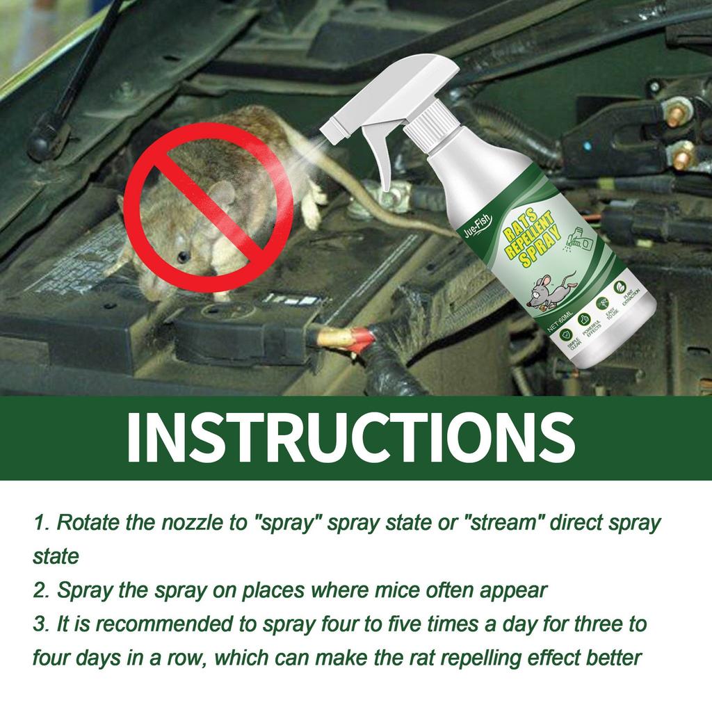 Спрей для управления мышью, спрей для двигателя RatRepellent, сохраняет экосистемы для проводов, кабелей, автомобильных двигателей, 60 мл
