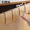 1/2pcs S-type Door Hanger Hook Stainless Steel Free Punching Cabinet Door Without Trace Clothes Hook Door Back Wall Mounted Hook