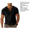 Men's Henry Collar T-shirt Short Sleeve Solid Color Summer Tee Shirt Cotton Blend Casual Top for Daily Wear Beach Travel