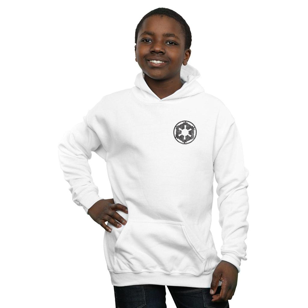 Star Wars Boys The Mandalorian Galactic Empire Insignia Breast Print Hoodie