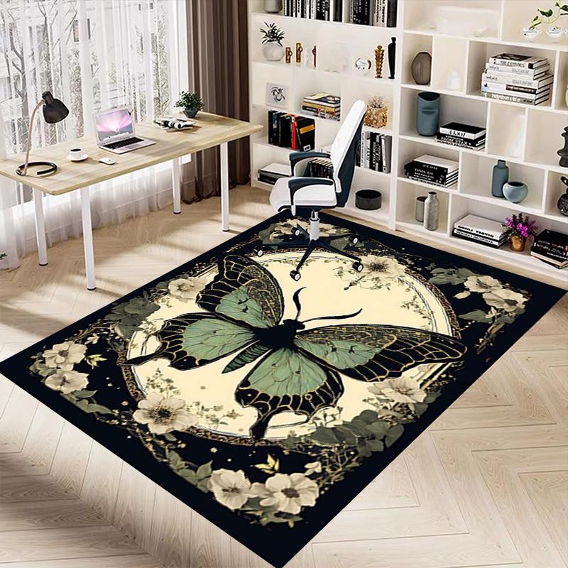1PC Butterfly Flowers Extra Large Non Slip Floor carpet, Office, family, bedroom, Studio Large Area Rug Indoor Rugs, , Vibrant Colors