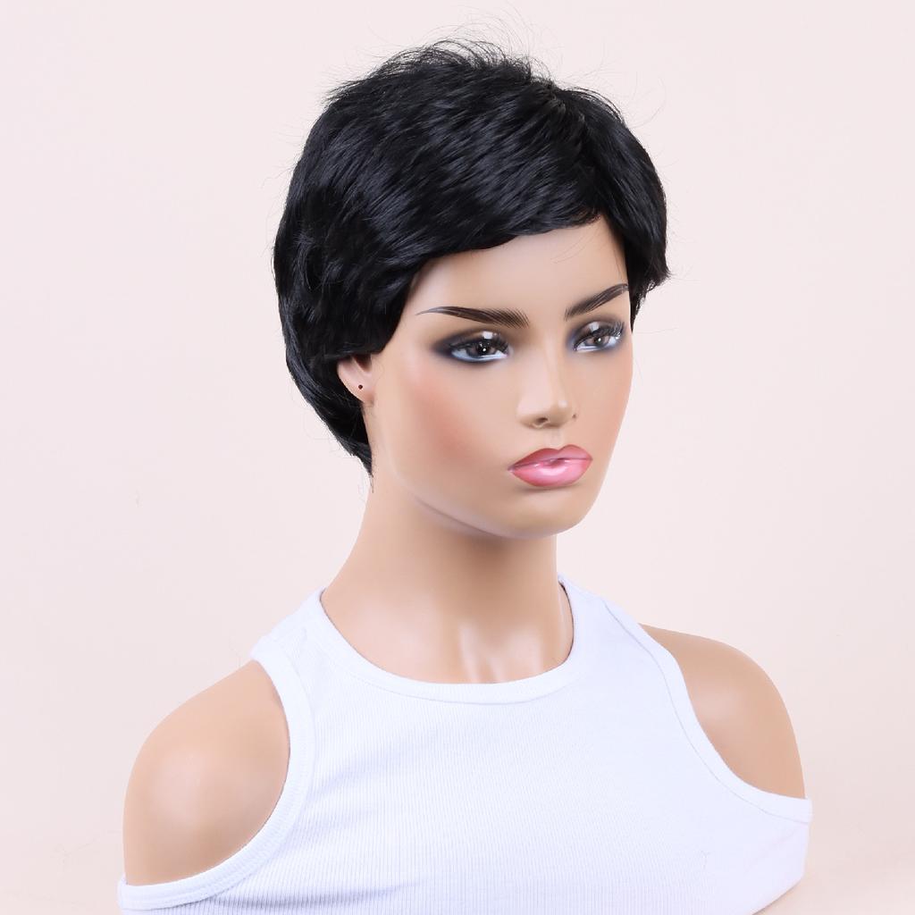 Female Black Brown Wig Women Layered Wigs With Bangs Ladies Natural Wavy Short Wig Daily Use Party Cosplay Heat Resistant Fiber