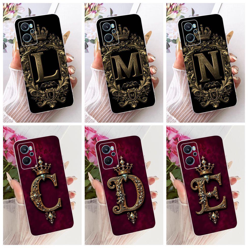 Clear For Realme RMX3491 Cover For Realme 9i 4G Case Luxury Crown A-Z Letters 2D Flat Pattern Soft Phone Case For Real me 9i 4G