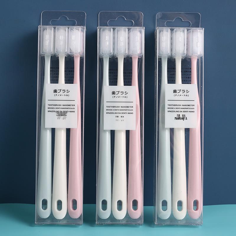 Набор зубных щеток макарон с мягкой щетиной в японском стиле - 3 штуки для взрослых