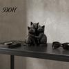 Animal Shape Sculpture 3D Printed Black Cat Figurine, Three Hugging Geometric Statue, Artistic Modern for Home Office Bookshelf Statue