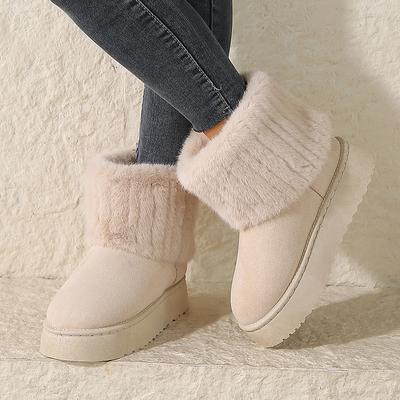 Короткие плюшевые теплые зимние ботинки Lucyever для женщин 2024 года, замшевые меховые ботильоны на толстой подошве, женские удобные нескользящие зимние ботинки из плюша