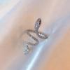European & American Style Adjustable Copper Ring with Micro-Inlaid Sparkling Zircon and Serpent Design