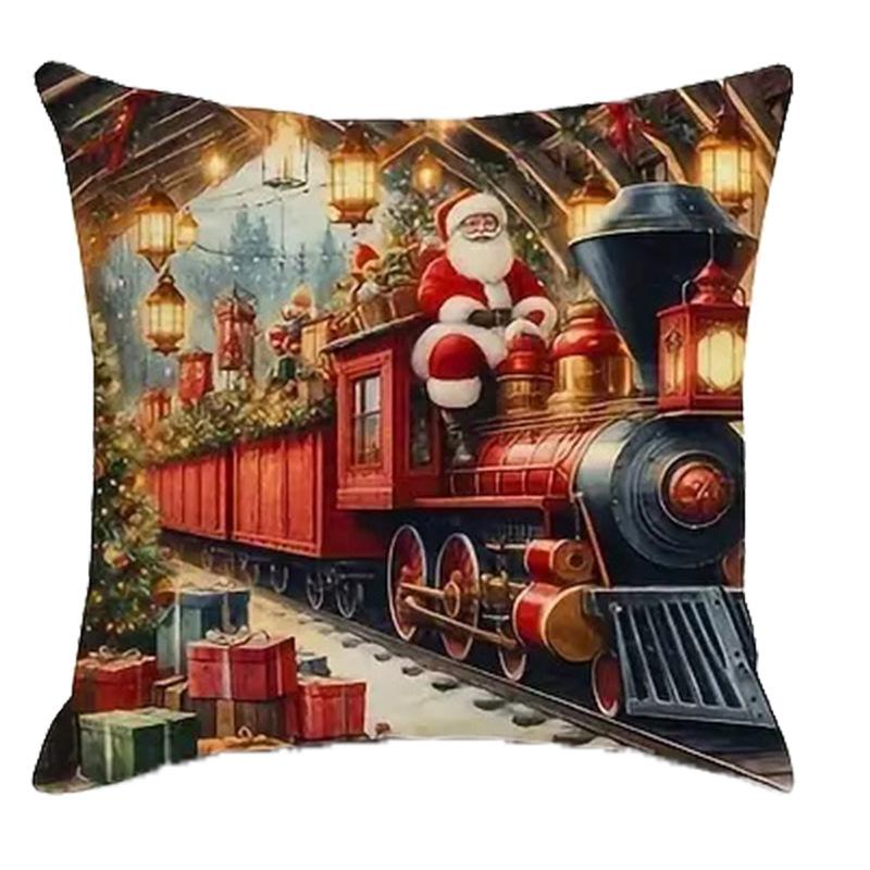 Новая наволочка с Санта-Клаусом, поездом и камином, домашнее украшение, наволочка для дивана, прикроватная наволочка для сна