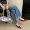 Женские Стильные Офисные Сандалии-Слингбэки Весенние - С Острым Носком, Тонким Каблуком, Открытой Пяткой - Идеальны для Повседневной Носки