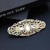 Vintage Women's Brooch All Grey Crystal Flower Brooch National Wedding Jewelry Gift for Brides