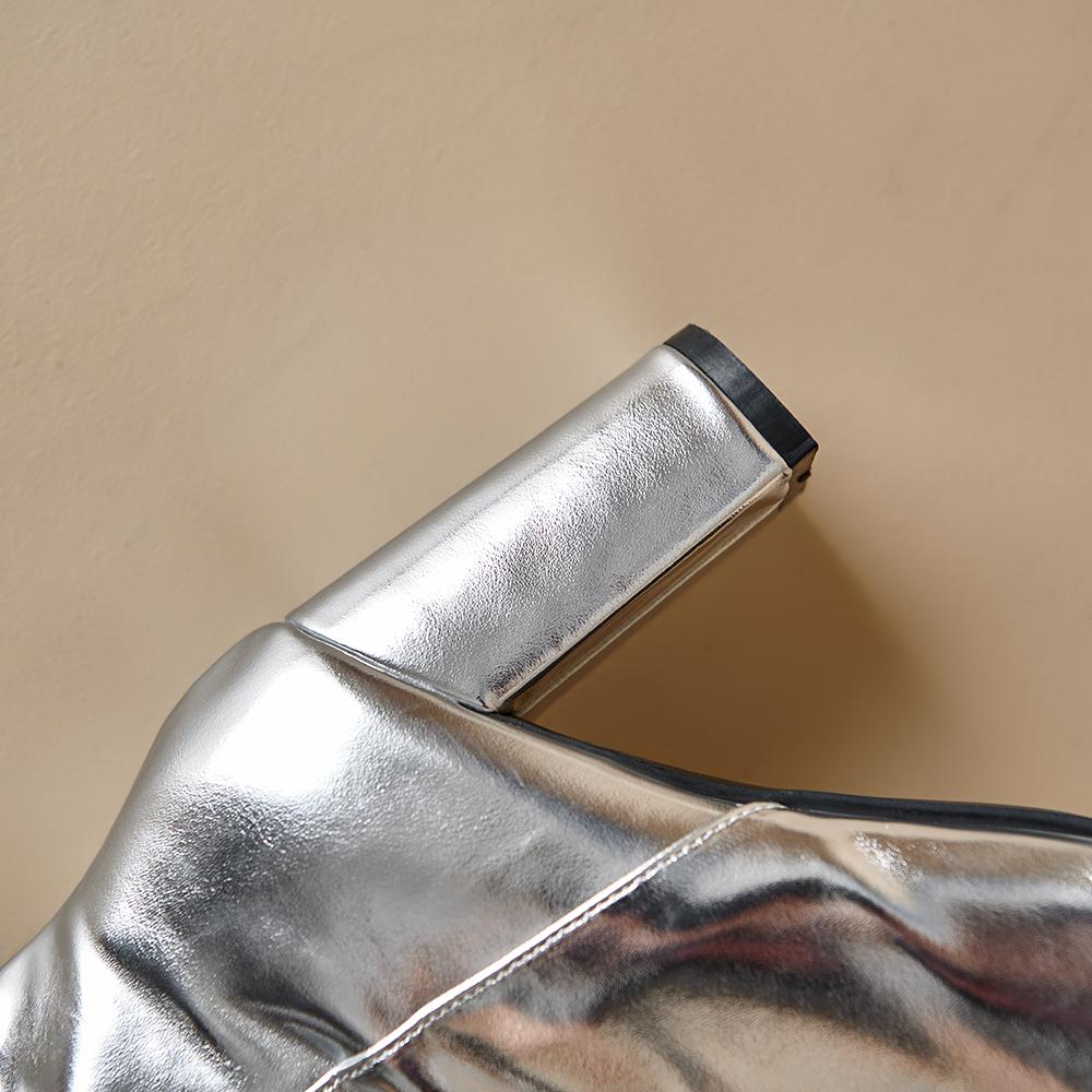 Золотые серебряные женские сапоги до колена на высоком каблуке, маленькие большие размеры 32 46