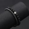2pcs Men Bracelet Set Hematite Cross Braslet For Hombre Natural Lava Tiger Eyes Stone Braclet Homme Beaded Brazalete Pulseira
