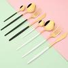 24 шт. красочный золотой набор столовых приборов ножи вилки чайные ложки столовые приборы из нержавеющей стали столовое серебро кухонные столовые приборы набор столовых приборов