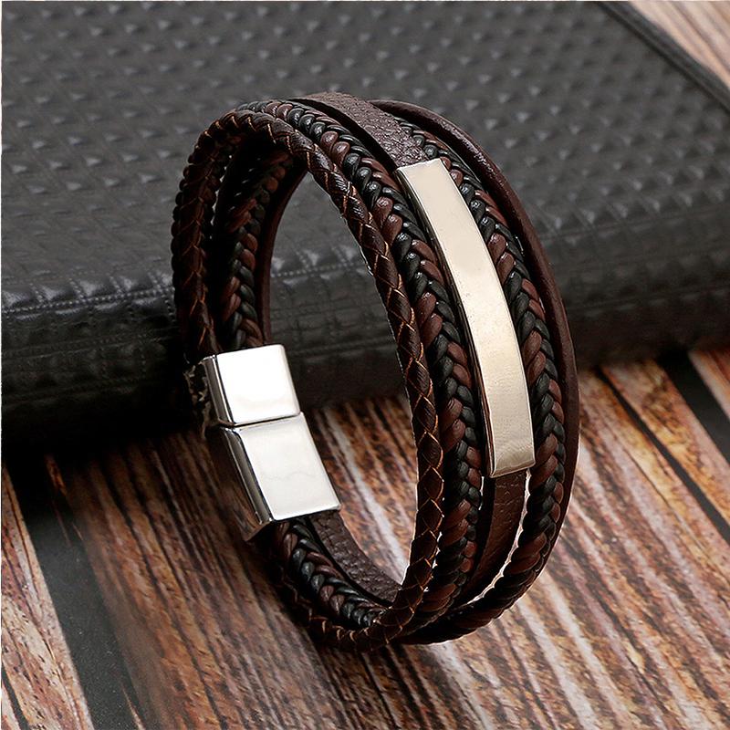 Hand-Woven Leather Bracelet Men Fashion Multi-layer Design Bracelet For Men Jewelry Gift